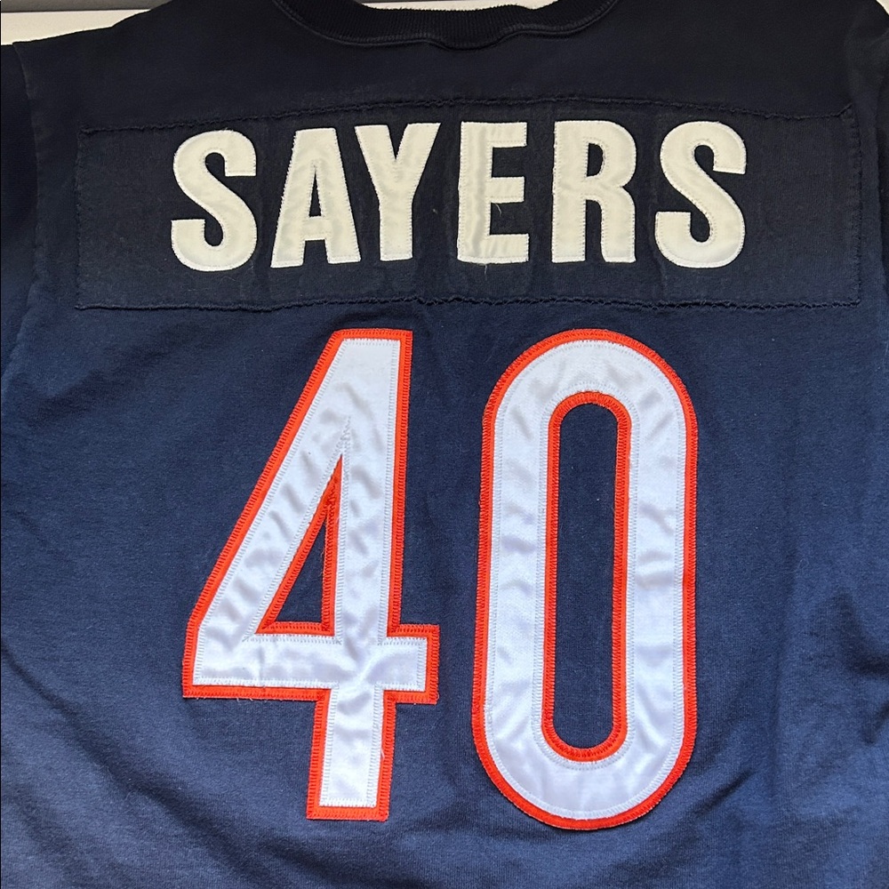 Gayle Sayers Throwback Champion Navy and White Men's Jersey